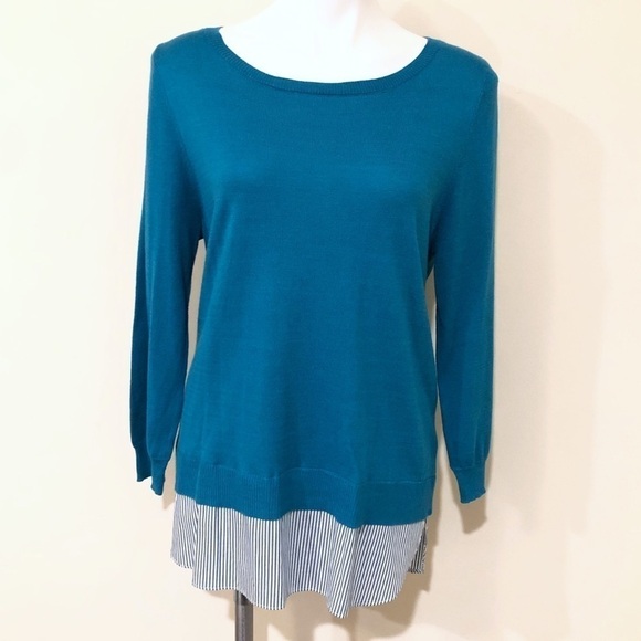 🆕 Laura Scott layered blue scoop neck swea… - Picture 1 of 9